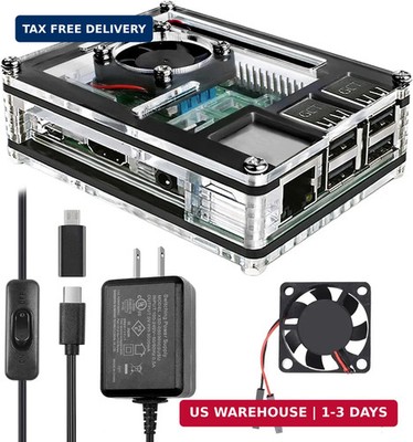 Miuzei Case for Raspberry Pi 3 with Fan Cooling Pi 3B Case with 3 Pcs Heat-Sinks