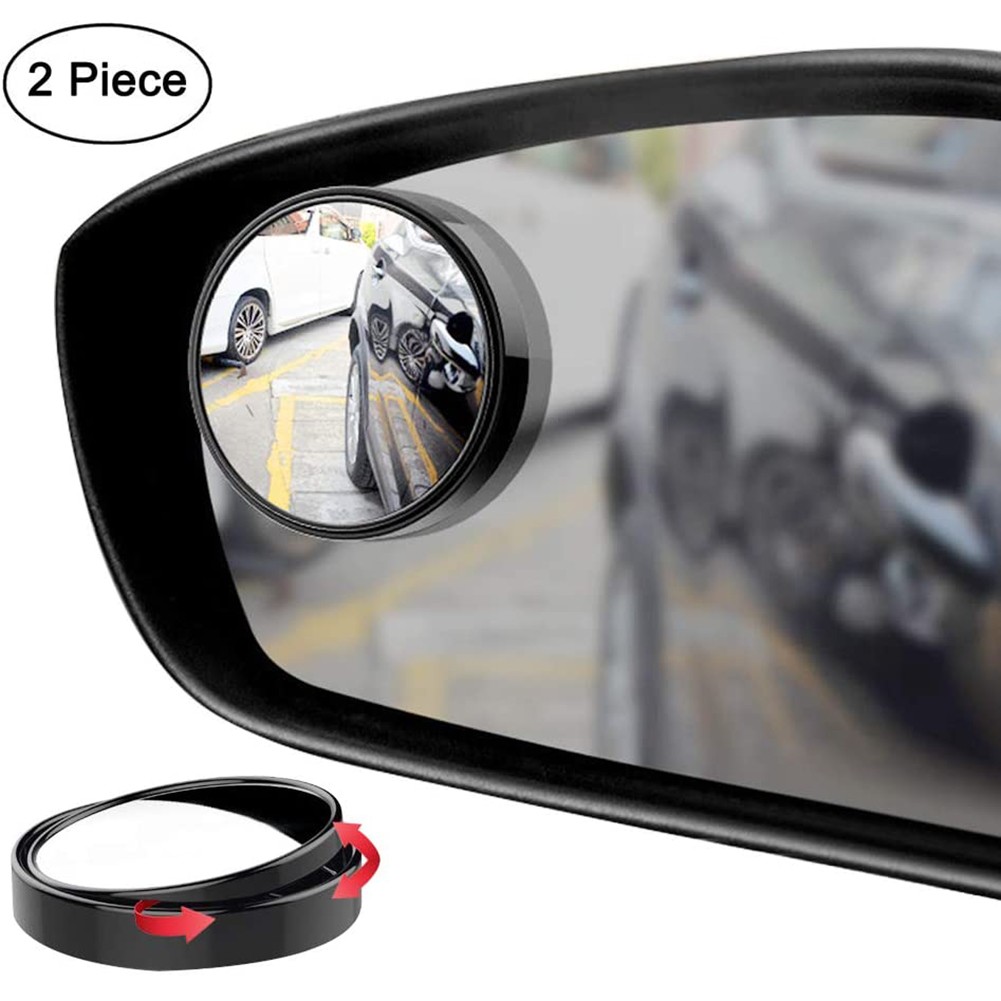˜2Pcs Blind Spot Mirror 360 Degree Adjustable HD Glass And ABS Housing Convex