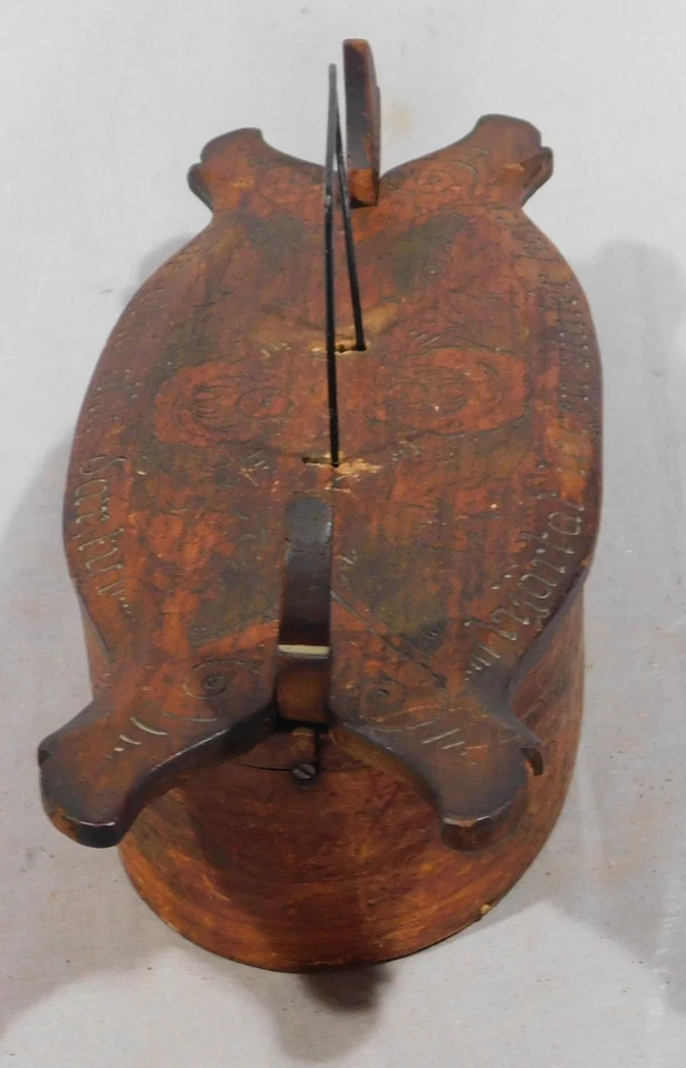 Antique folk art Swedish bride's box 19th century carved decorated paint flowers - Image 2 of 4