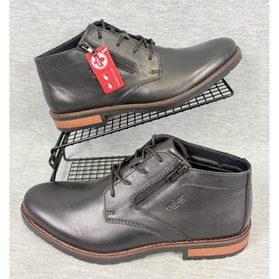 Rieker Dustin 09 Nero Chukka Boots Mens 10 Black Leather Antistress Comfort