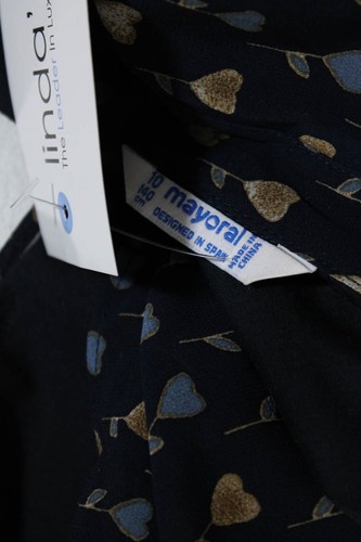 Vestido Camisa Mayoral Niñas Corazón Floral Corbata Cintura Manga Larga Azul Oscuro Talla 10 - Imagen 3 de 5