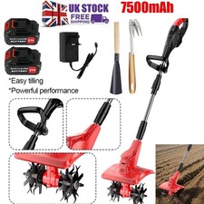 Cordless Cultivator Rotavator Tiller Garden Tool Allotment Soil with 2 Battery