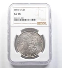 1891-S Morgan Silver Dollar AU58 NGC *7199