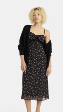 Women’s Maxi Dress with Lace Trim, Black With Mini Flowers. Size XS. New