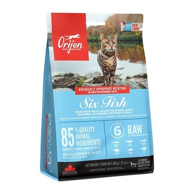 340g ORIJEN Six Fish Cat Trockenfutter Sardine Makrele jedes Alter getreidefrei