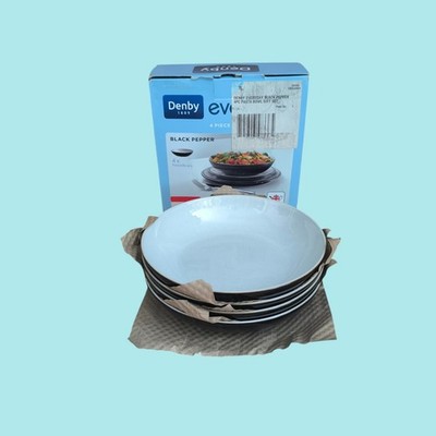 Denby Everyday schwarzer Pfeffer 4er Set Pastaschalen, neu im Karton