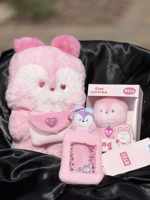 SET BT21 Mang pink heart edition plush figure ID photocard holder BTS J-Hope