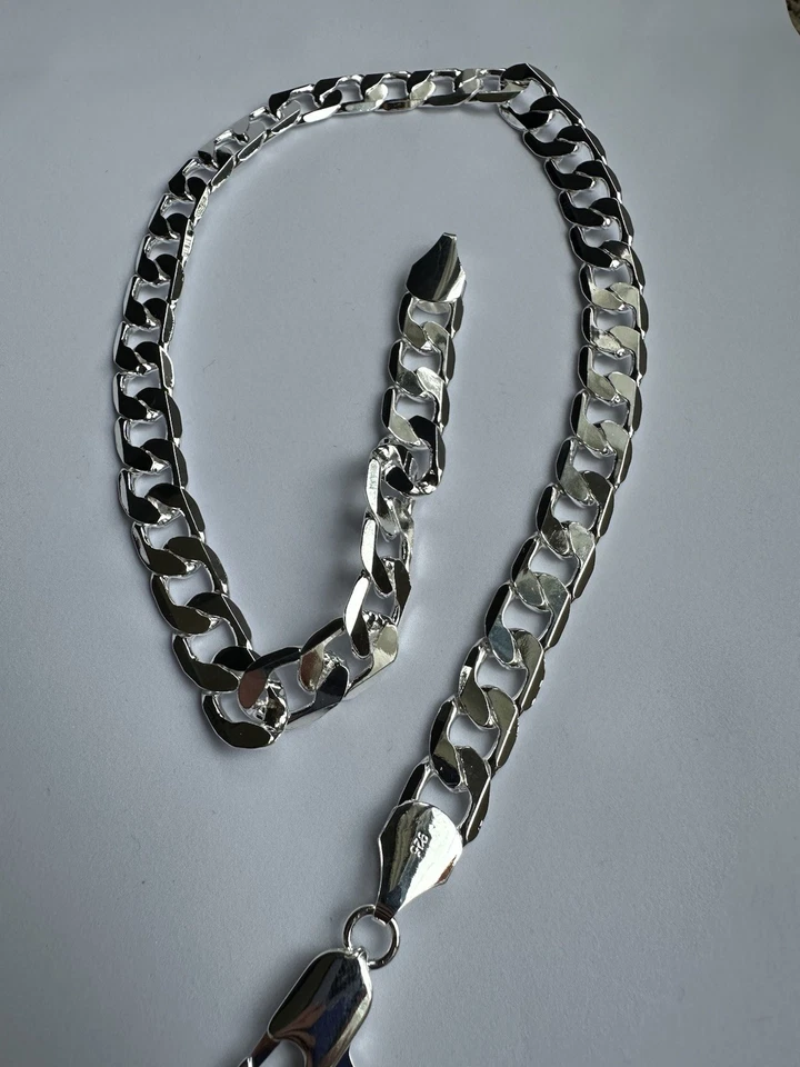 925 Sterling Silver Cuban Link Chain 12mm 50cm Heavy Necklace 66g Men Jewelry  - Bild 2 von 4