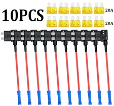 10 Set Car Add-a-circuit Fuse TAP Adapter 20A Standard ATO ATC Blade Fuse Holder