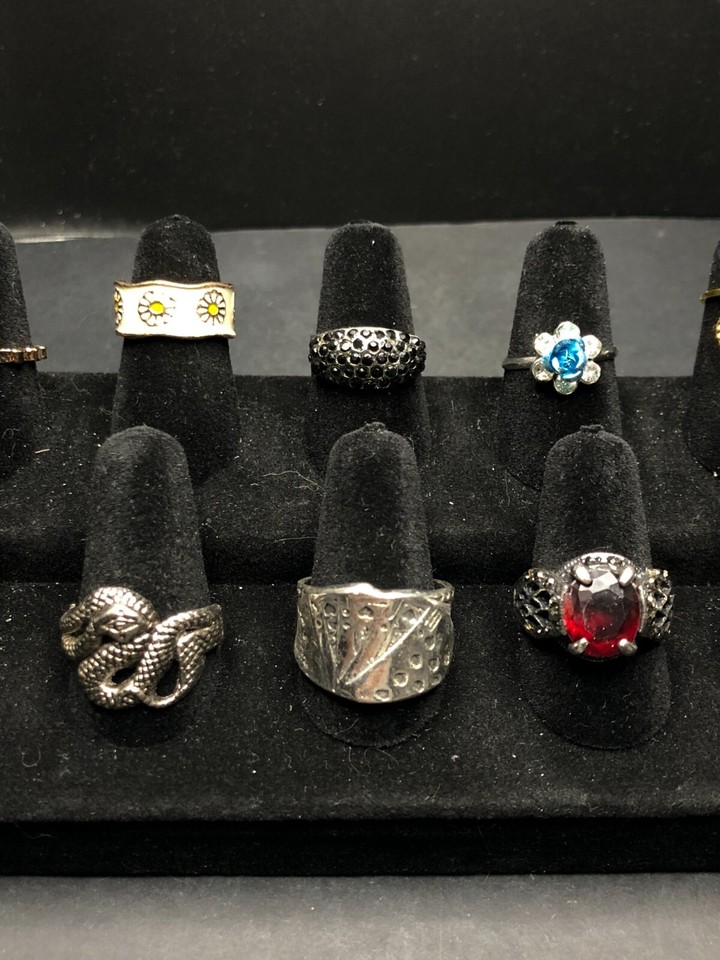 12 Wholesale Mixed Vintage Rings Bulk Antique Silver Metal Finger