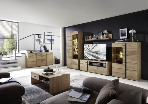 Wohnwand 4-tlg inkl. LED-Beleuchtung SONOS II von Innostyle Old Artisan Oak / - Bild 3 von 5