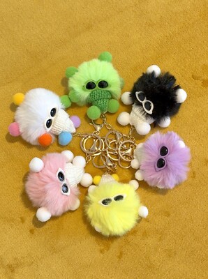 6 Komplettset Super Niedlich Flauschig Bommel Schlüsselanhänger Taschenanhänger