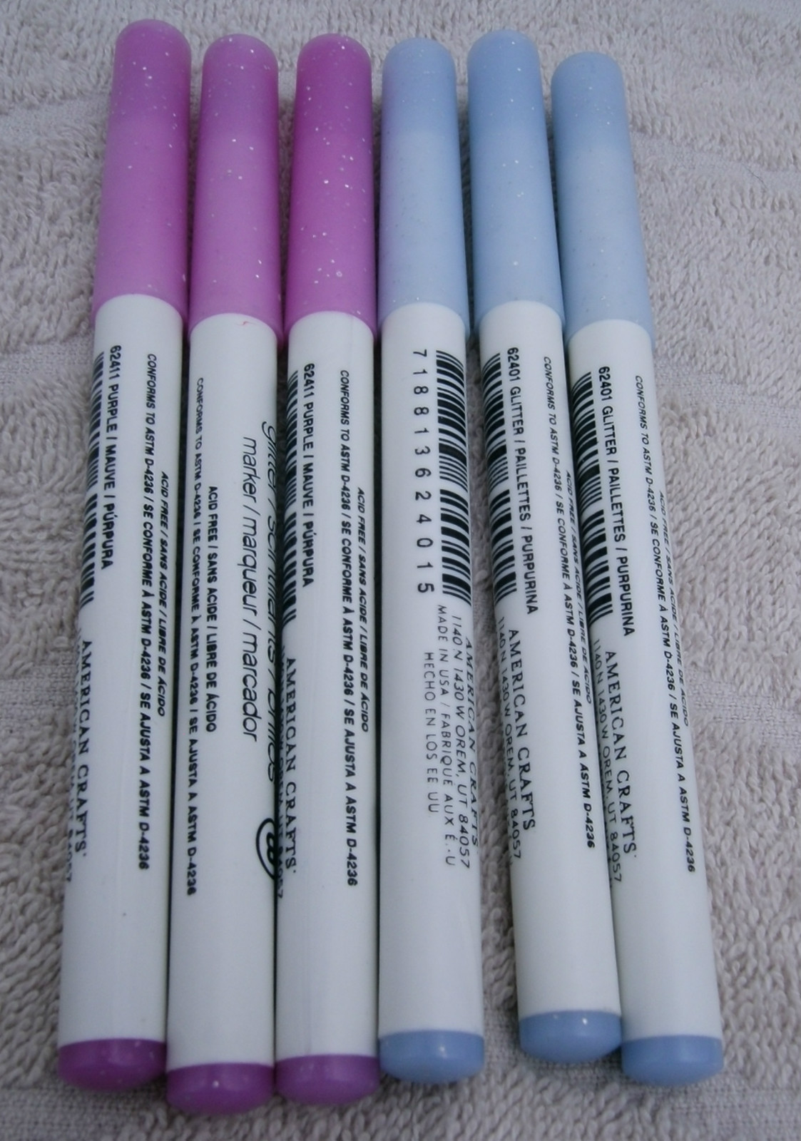 American Crafts Glitter Marker Broad Point Lot of 6 ~ NEW