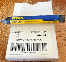 Irwin Strait-Line Black Marking Crayon 66404 12pcsNEW