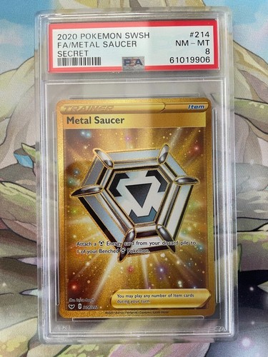 Pokemon Sword & Shield Base 214 Full Art Metal Saucer Secret Rare PSA 8 NM/MINT - Picture 1 of 2