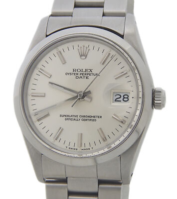 Mens Rolex Date 15000 Quickset Stainless Steel Watch Silver Dial Oyster Band