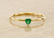 Green Garnet Trillion Rings In 14k Solid Gold White Gold / Tsavorite Gold Bands