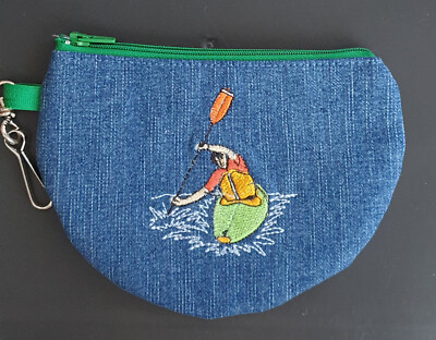Kosmetiktasche Make up Täschchen Geldbeutel  bestickt, Jeans upcycling, Kanute