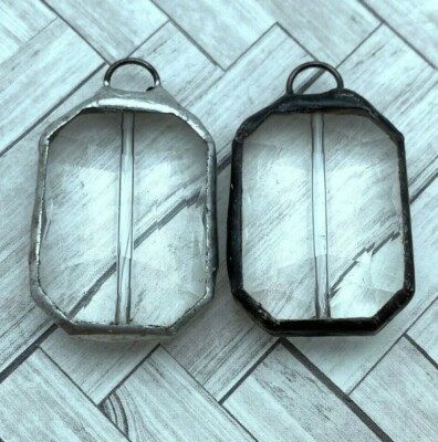 Clear Rectangular Soldered Glass Pendant (Available in 2 Options) (SGP93)