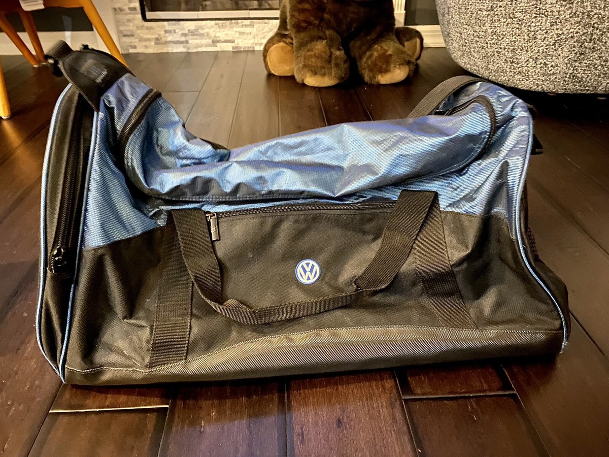 Volkswagen Duffle Bag VW Black & Blue Travel Shoulder Strap Car