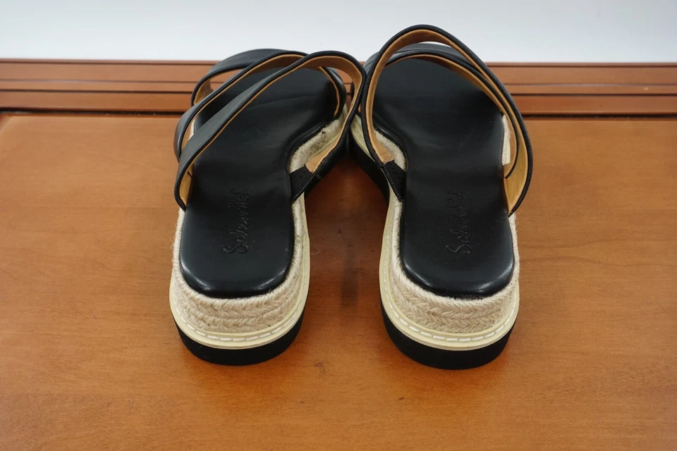 Splendid Fara Mujer Talla 9.5 Zapatos Cuero Negro Alpargata Plataforma Sandalias Foto 4 de 4