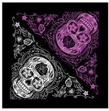 Sugar Skulls LIVE LOVE RIDE Design 21" x 21" Bandana #1059