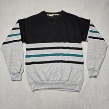 Bassett Walker Striped Long Sleeve Sweatshirt Sweater Mens Size Medium Vintage
