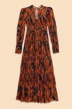 FARM RIO Black Giraffes Puff Sleeve Maxi Dress - Small