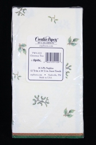 CREATIVE PAPER SPODE CHRISTMAS TREE (16) 3-PLY BEVERAGE NAPKINS GUEST TOWELS NEW - Picture 4 of 4