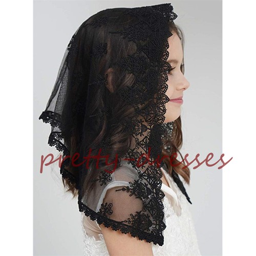D Shape Veils Mantilla Church Catholic chapel Lace White Child First communion - Picture 16 of 24