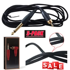 3pcs Silicone Tattoo RCA Clip Cord 1.8 M 6 ft for Power Supply Machine Black