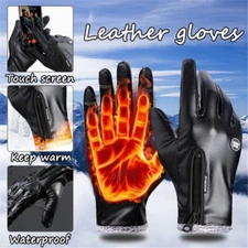 Winter Leather Gloves Warm Fleece Lined Touchscreen Driving Gloves for Men Woman