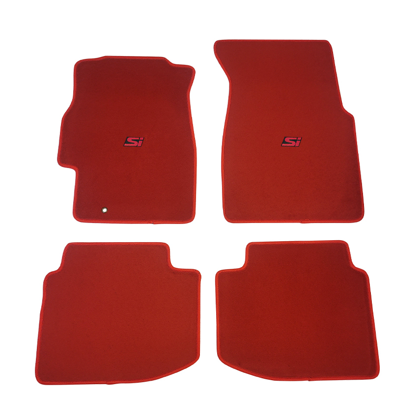 Fits 9600 Honda Civic Front Rear Floor Mats Red Nylon w/ Red Si Carpet
