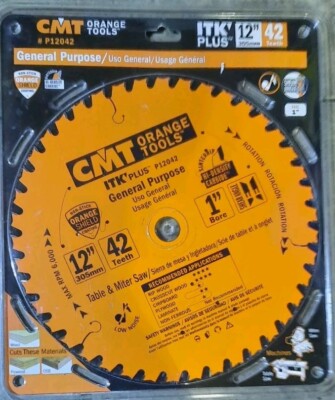 CMT Tools General Purpose 12'' 42 Teeth 1'' Bore High Density Carbide P12042
