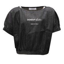 8054AH camicia bimba girl DONDUP black denim cotton blouse shirt