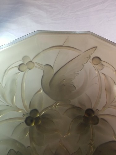 Plafoniera vintage Art Nouveau Deco design Francia paralume vetro ciotola grigio gelo - Foto 12 di 24