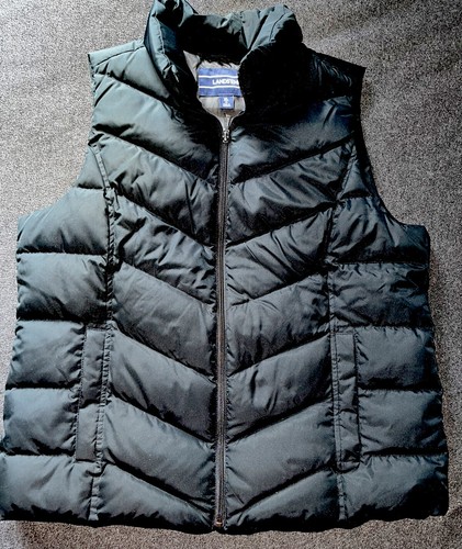 Lands End Womens Down Black Puffer Vest 