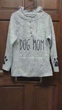 Unbranded Women's Dog Mom  Paw Print Heathered Gray Long Sleeve Hoodie Size XL