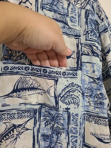 REEL LEGENDS Men’s Performance Vented Tropical Fishing Print Shirt Blue XL - Picture 3 of 6
