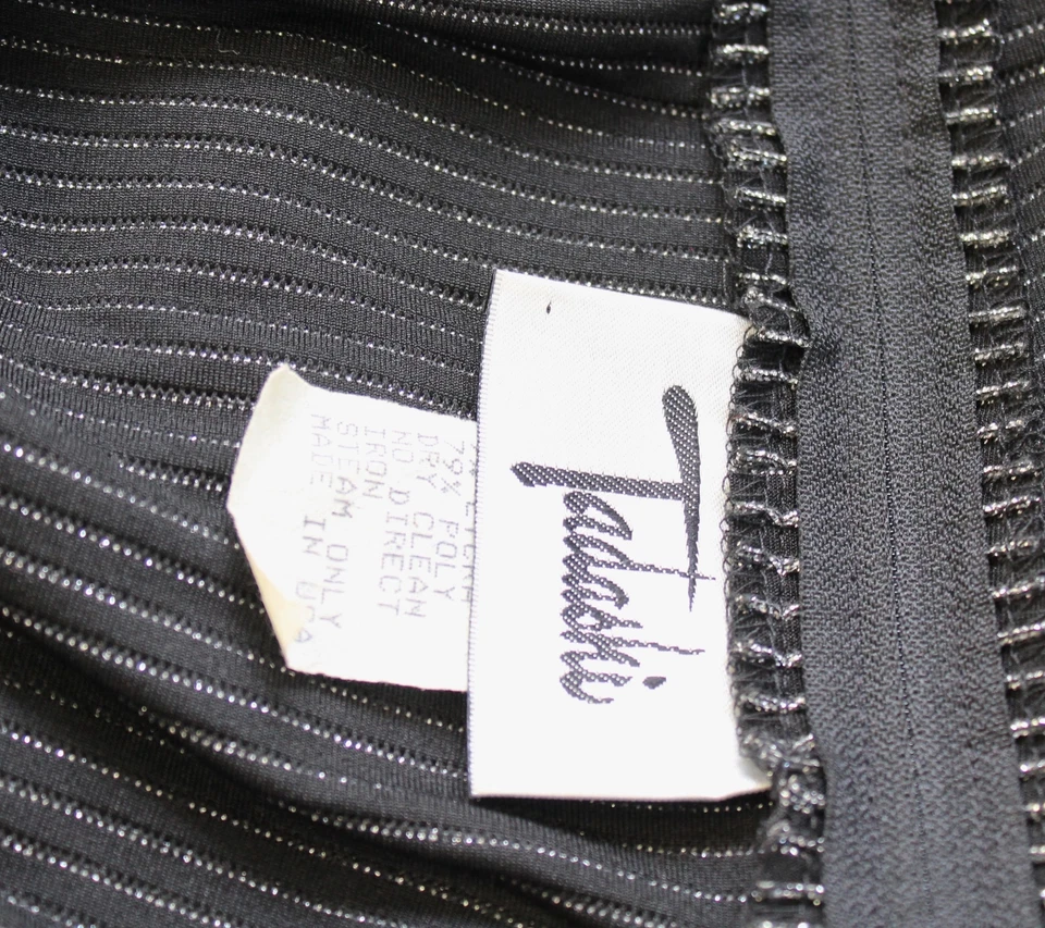 Vtg 90s Tadashi Black Silver Metallic Striped Evening Dress Formal Size XS - Image 3 of 4