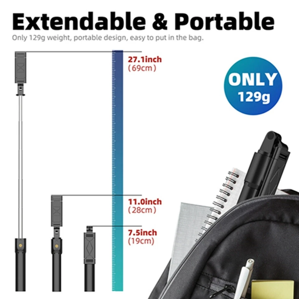 28-inch Universal Selfie Stick Tripod Stand for Cell Phone with Bluetooth Remote - Image 3 of 4