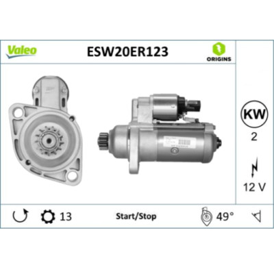 Anlasser Valeo für Audi Seat Skoda VW  Diesel  Stop&Start System  ESW20ER123