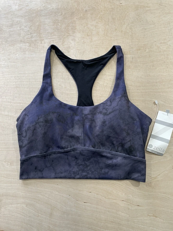 Nuevo con etiquetas Sujetador deportivo Zella para mujer talla XS Renovar azul estampado jaspeado Longline espalda deportiva Foto 2 de 4