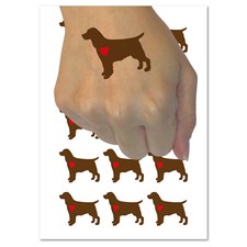 English Springer Spaniel Dog with Heart Temporary Tattoo Water Resistant Set