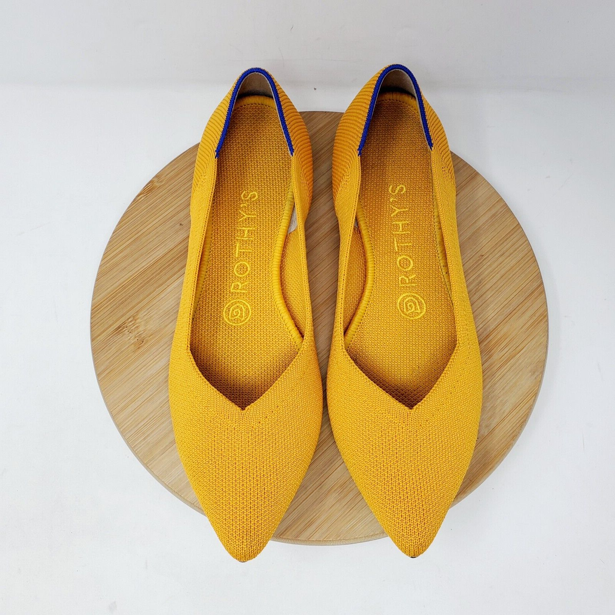 Rothys The Point Ballet Flats Womens Pointed Toe Slip On Shoes Marigold