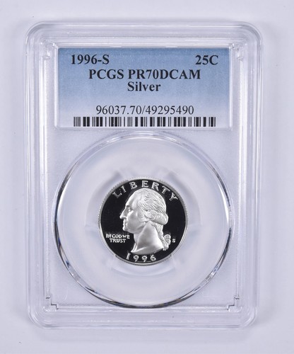 1996-S Washington Quarter Silver PR70 DCAM PCGS Blue Label *8182