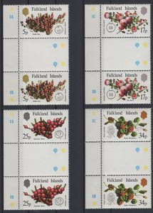 Falkland Islands 1983. Local Fruit. Scott # 379-382 gutter pars. MNH, VF