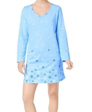 New Charter Club Women Graphic-Print Cotton Sleepshirt with Socks - Snowflakes