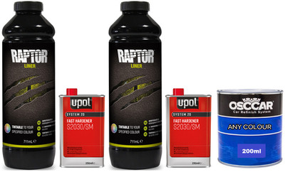 UPOL Raptor TÖNBAR 2x Flaschen + Härter + Töner robuste Urethenbeschichtung LKW