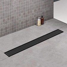 ELLO ALLO 24 Inch Matte Black Linear Shower Drain SUS304 Stainless Steel Rectang